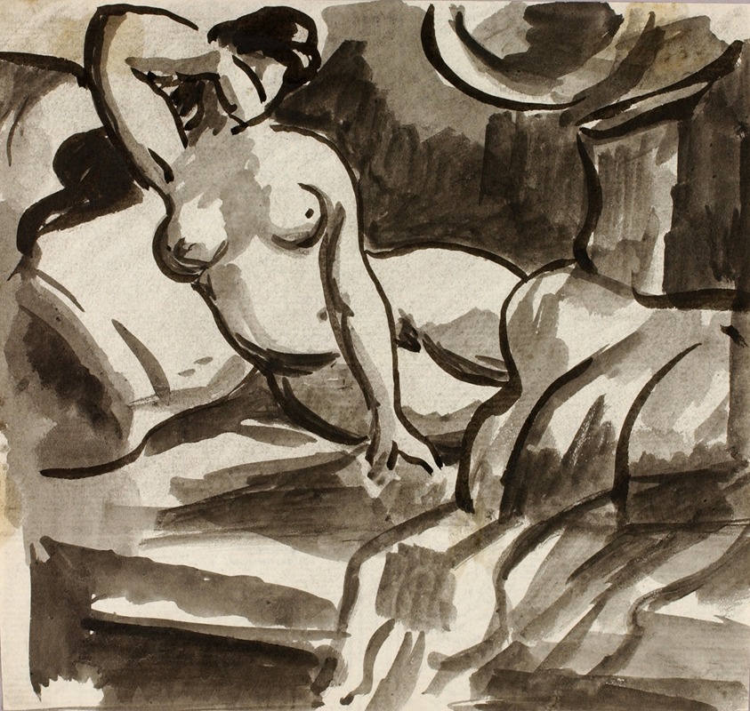 Reclining Female Nude by Карл Ньюман — digital art print download