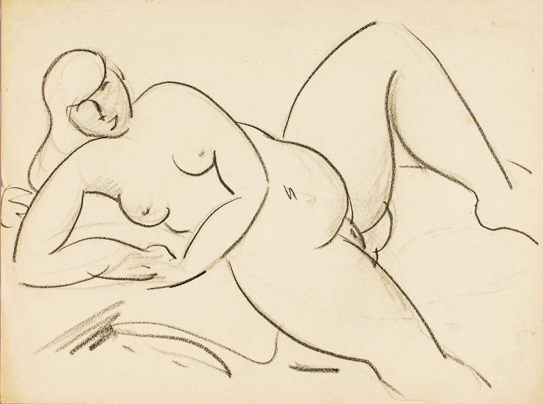 Reclining Female Nude by Карл Ньюман — digital art print download