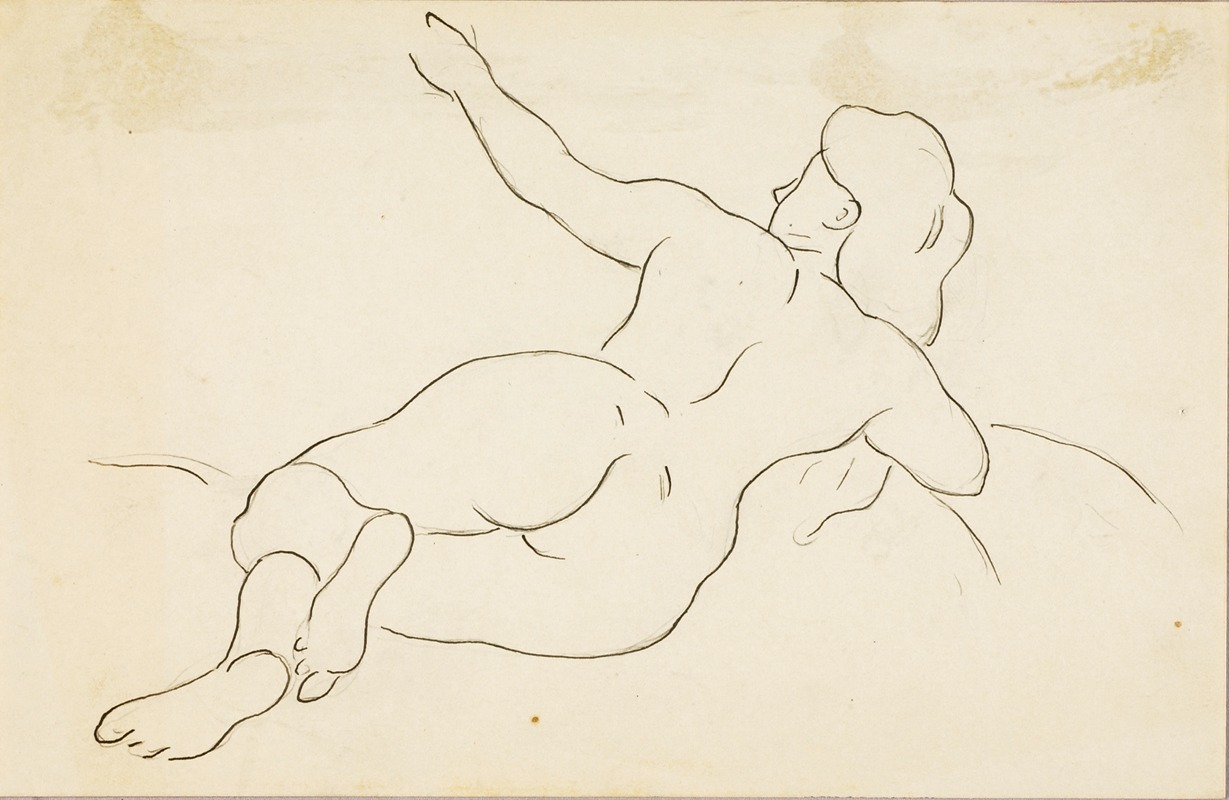 Reclining Female Nude by Карл Ньюман — digital art print download
