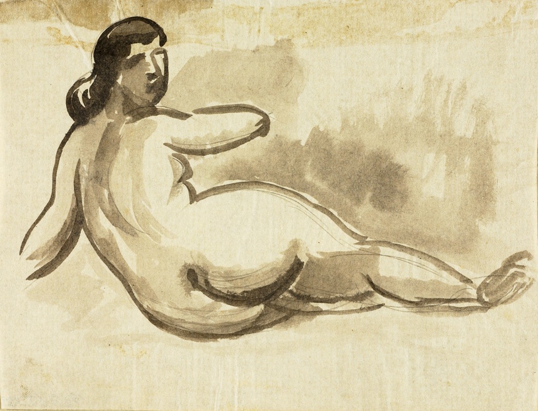 Reclining Female Nude by Карл Ньюман — digital art print download