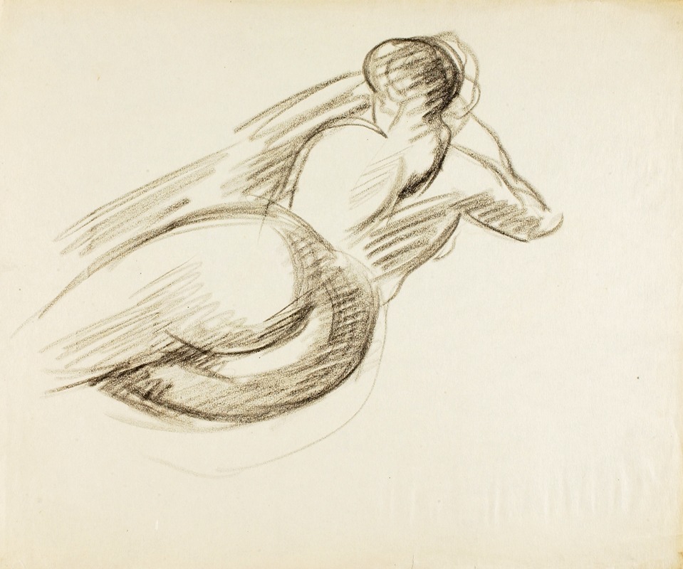 Reclining Female Nude, Back View by Карл Ньюман — digital art print download