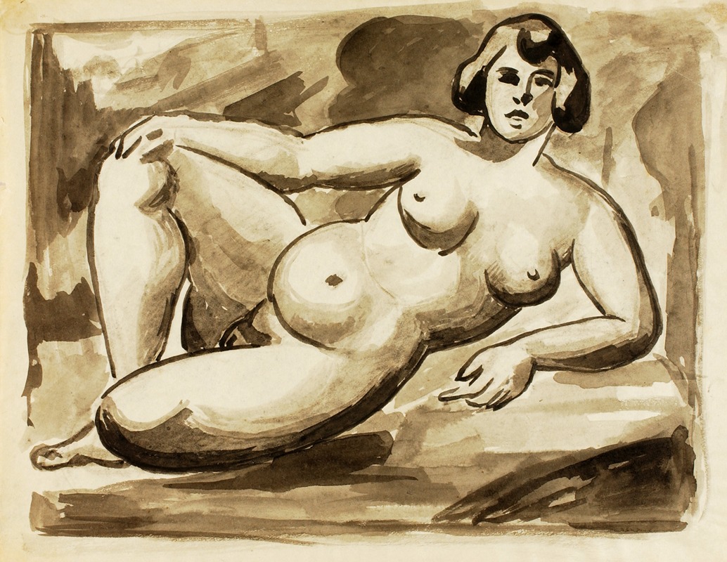 Reclining Female Nude by Карл Ньюман — digital art print download