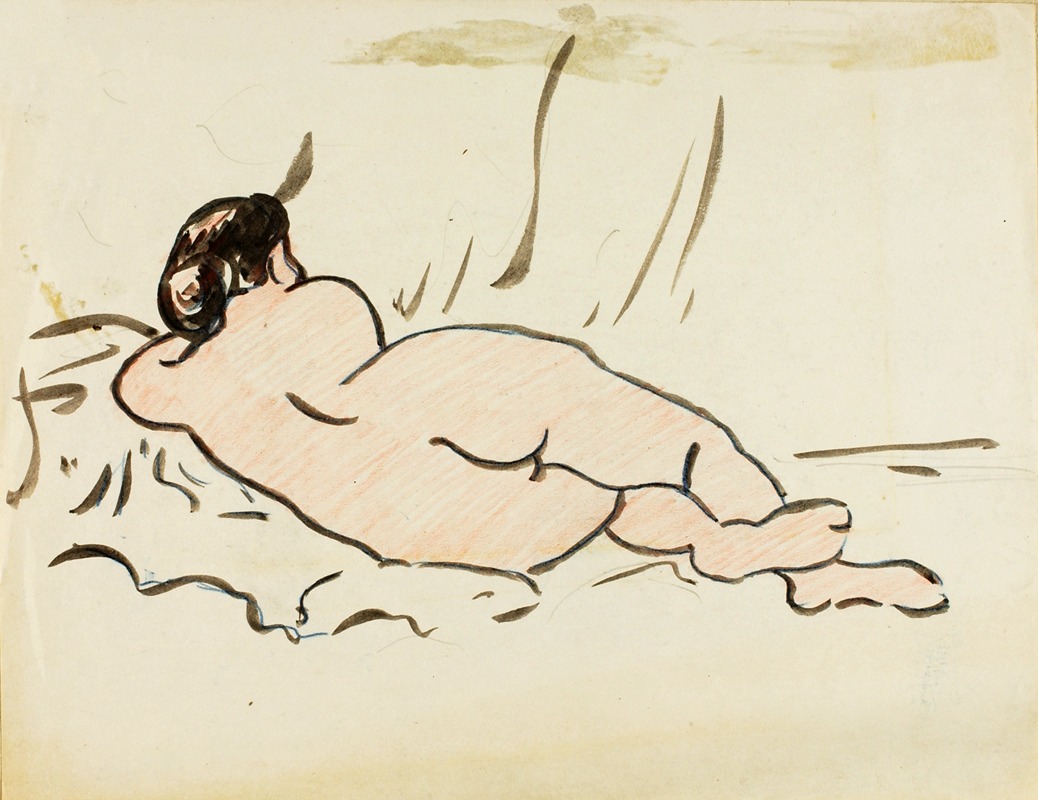 Reclining Nude, Back View by Карл Ньюман — digital art print download
