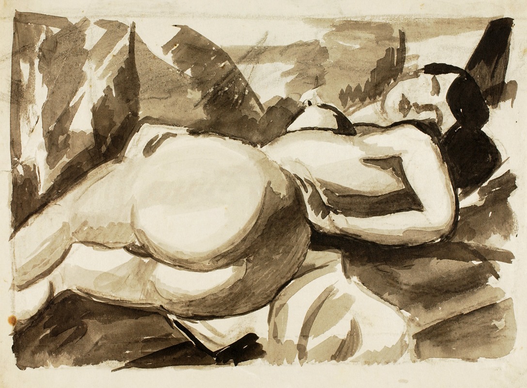 Reclining Nude, Female by Карл Ньюман — digital art print download
