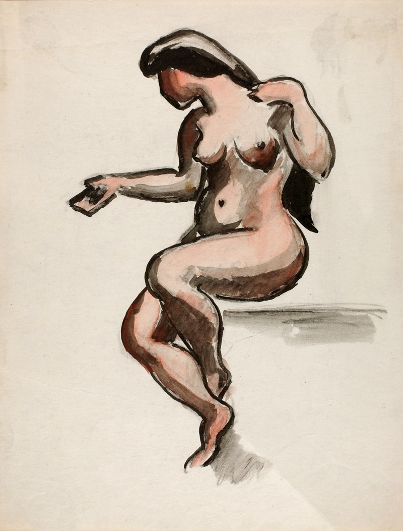 Seated Female Nude by Карл Ньюман — digital art print download