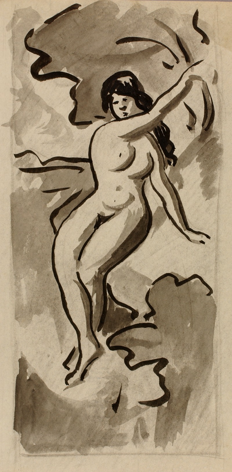 Seated Female Nude by Карл Ньюман — digital art print download