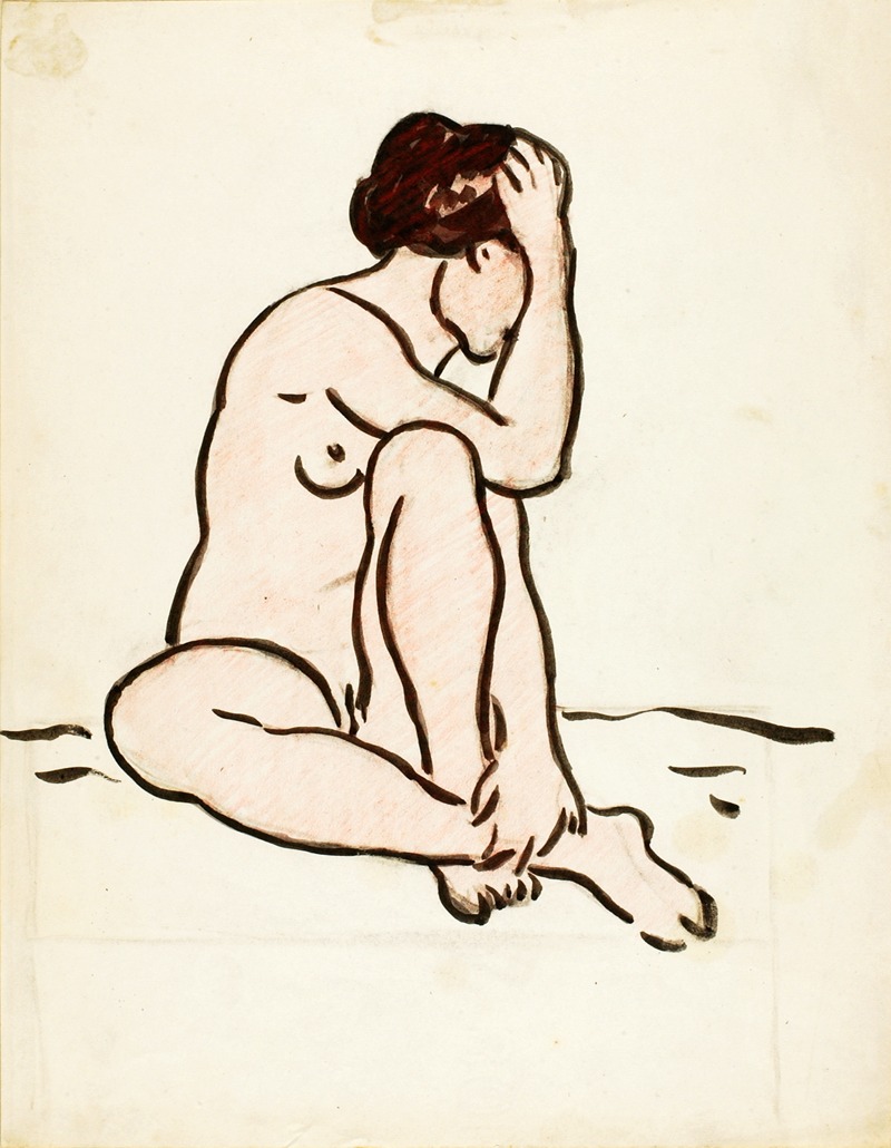 Seated Female Nude by Карл Ньюман — digital art print download