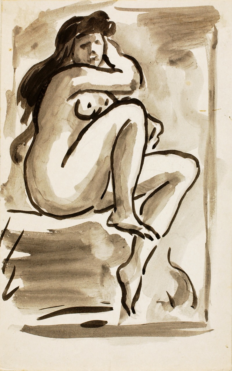 Seated Female Nude by Карл Ньюман — digital art print download