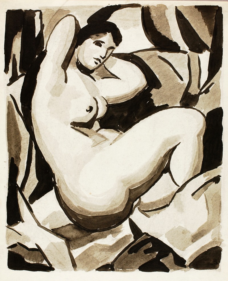 Seated Female Nude by Карл Ньюман — digital art print download