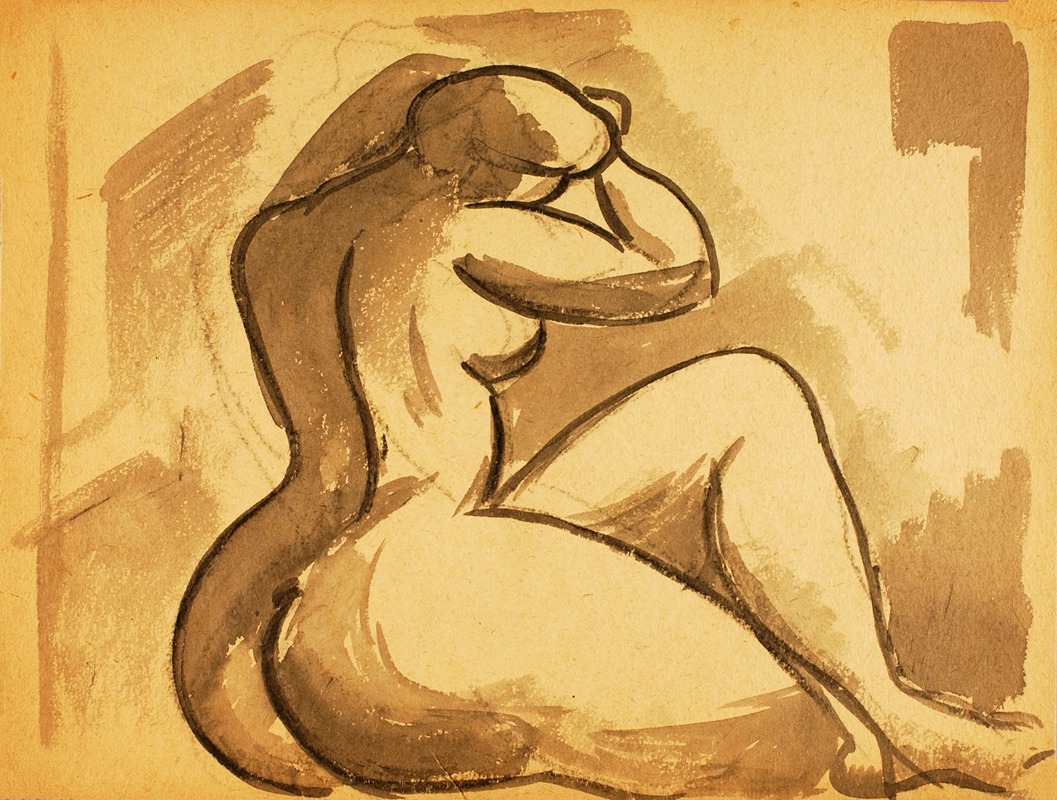 Seated Female Nude by Карл Ньюман — digital art print download