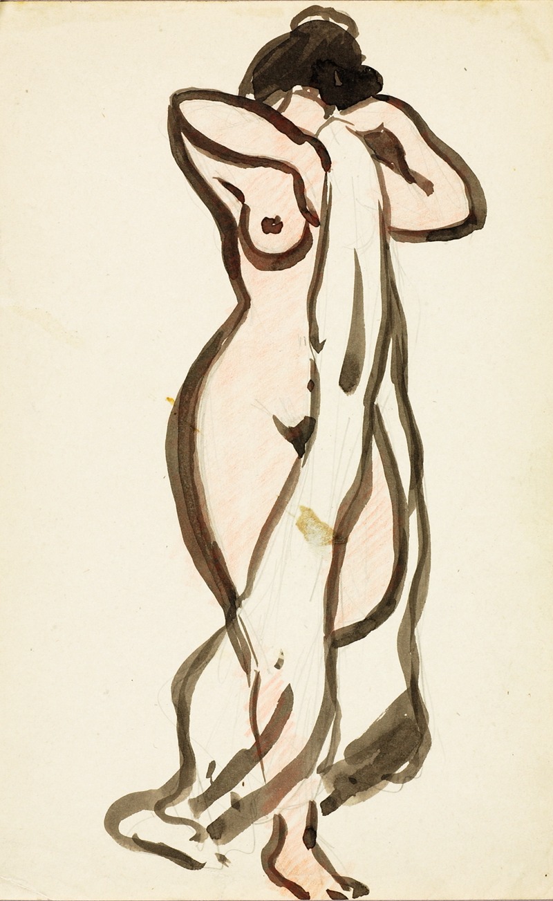 Standing Female Nude with Drape by Карл Ньюман — digital art print download