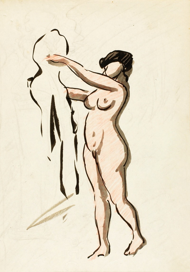 Standing Female Nude with Drape by Carl Newman — digital art print download