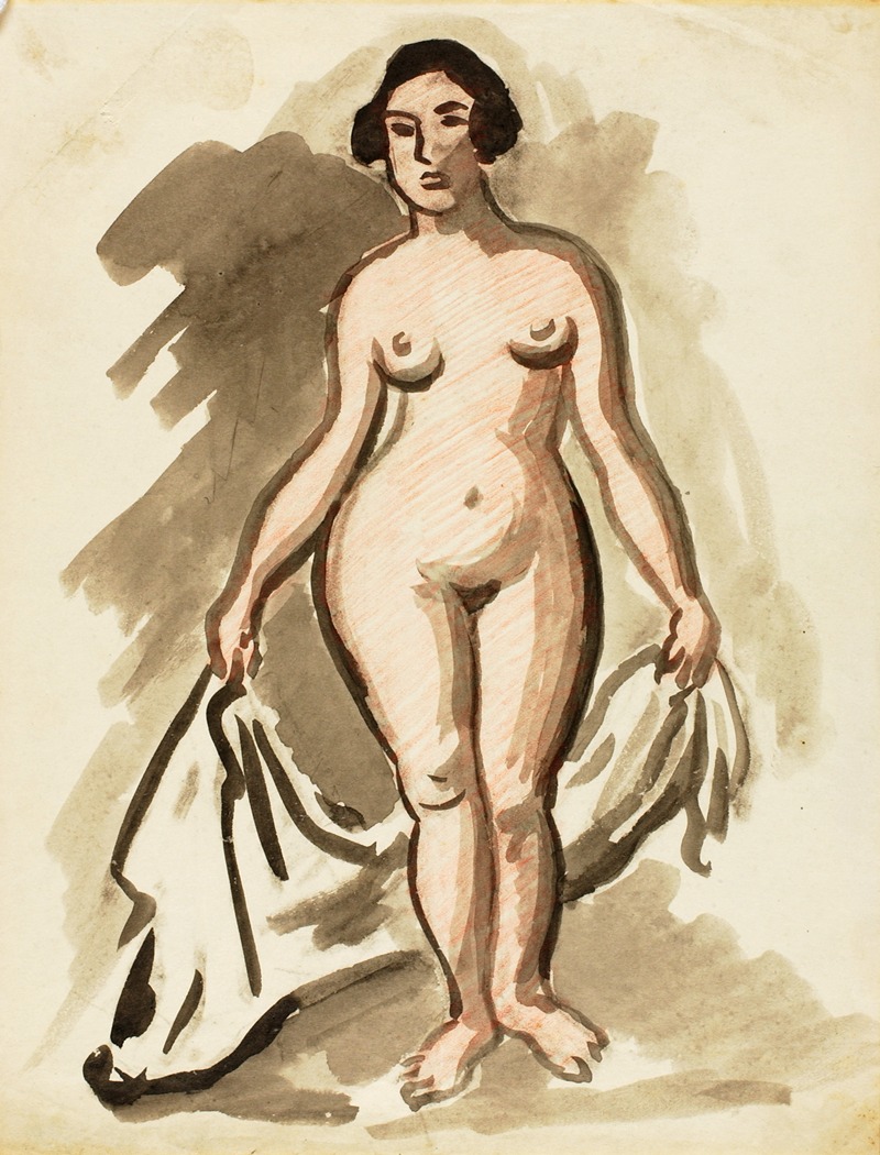 Standing Female Nude with Drape by Карл Ньюман — digital art print download