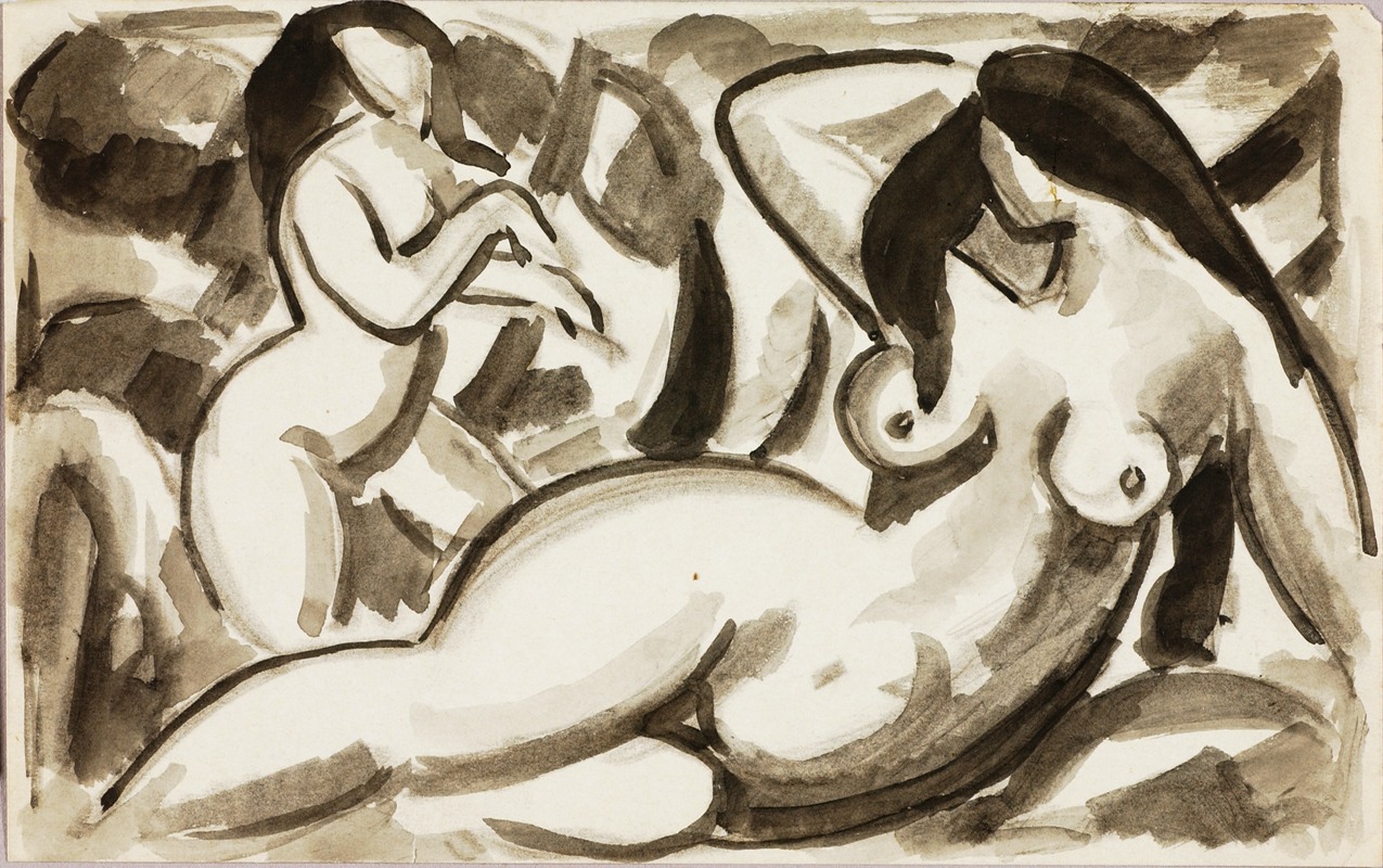 Two Female Nudes by Карл Ньюман — digital art print download