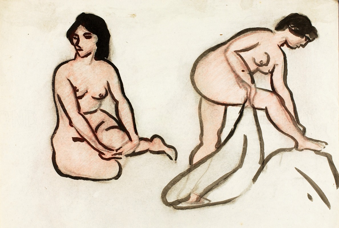Two Female Nudes by Карл Ньюман — digital art print download
