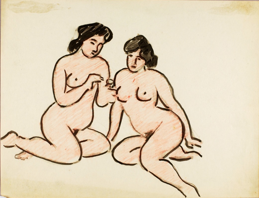 Two Female Nudes by Карл Ньюман — digital art print download