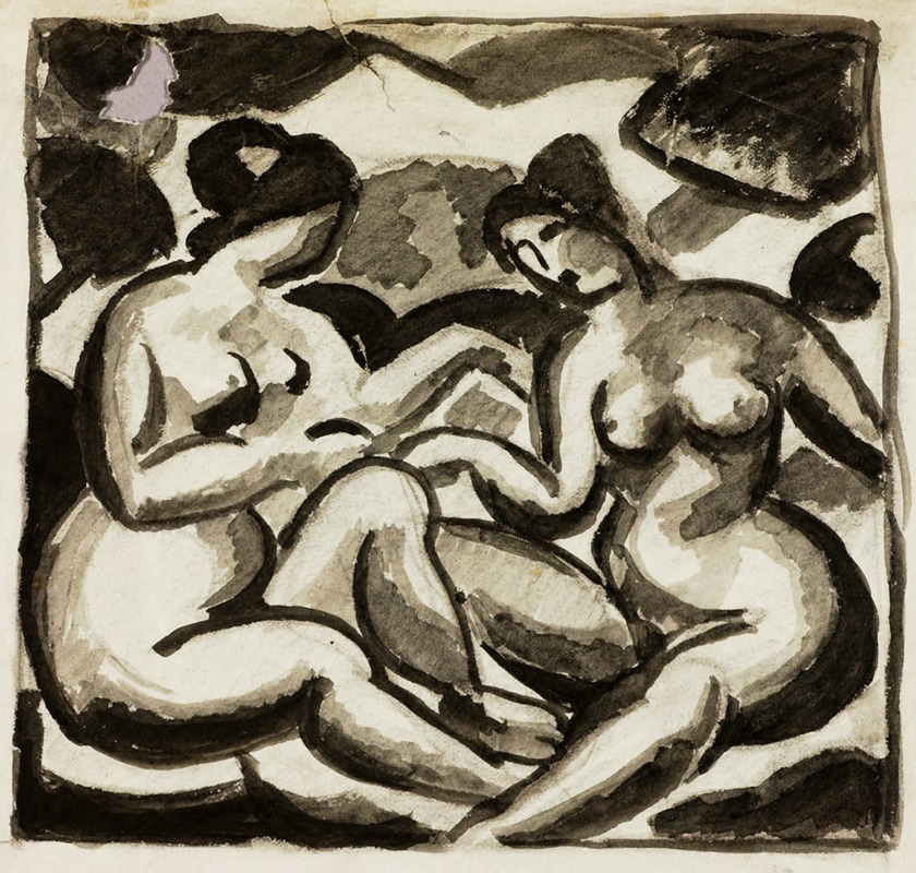 Two Female Nudes by Карл Ньюман — digital art print download