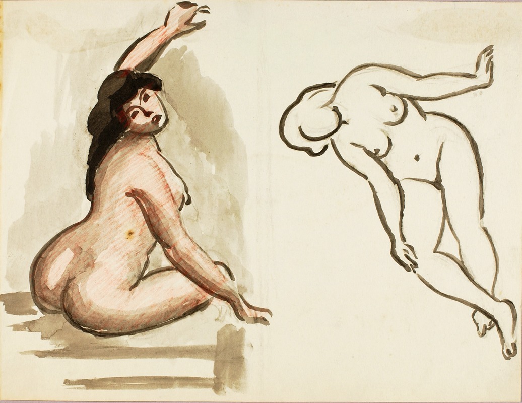 Two Female Nudes by Карл Ньюман — digital art print download