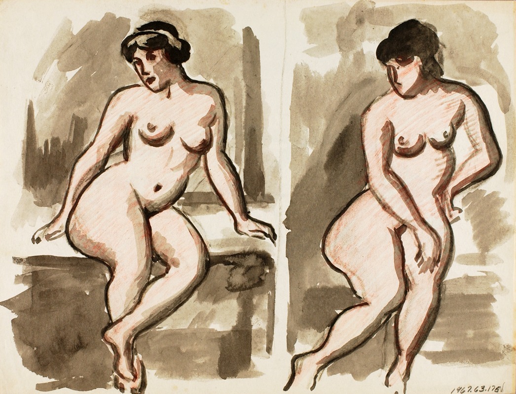 Two Female Nudes by Карл Ньюман — digital art print download