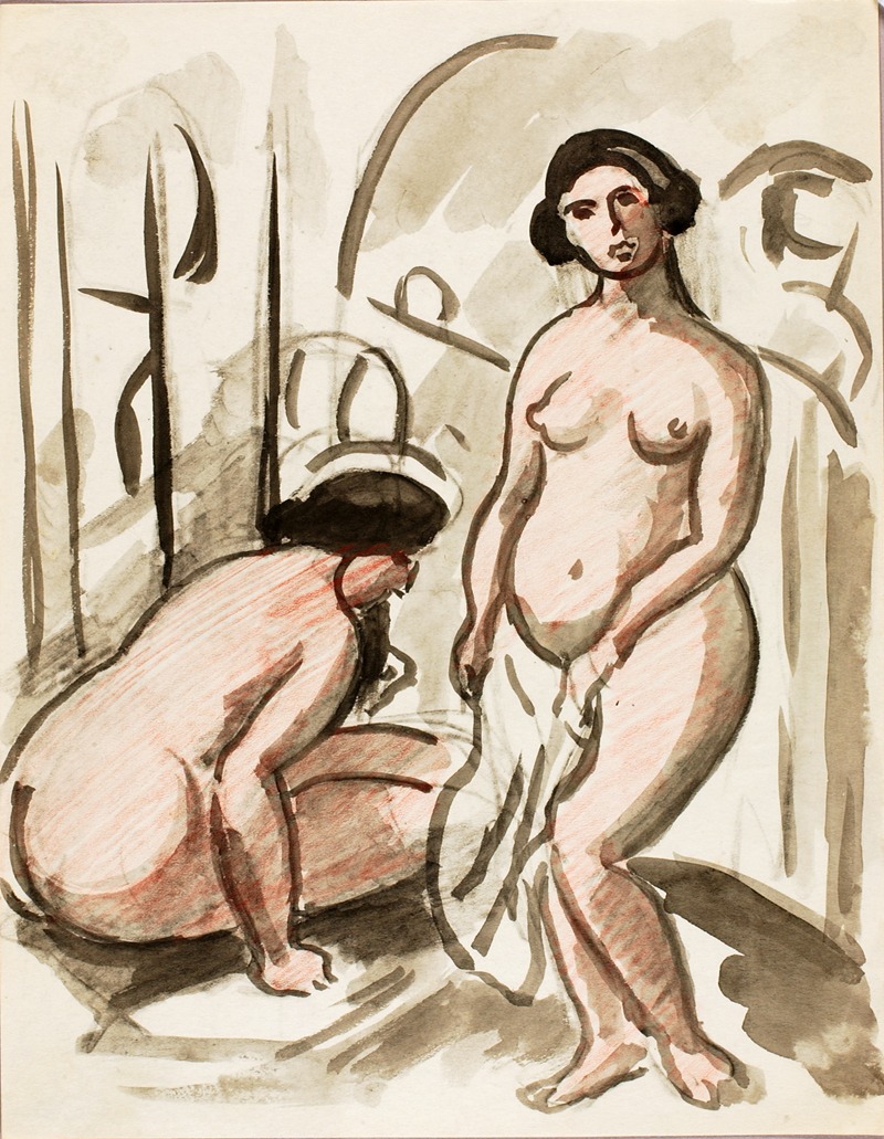 Two Nude Figures by Карл Ньюман — digital art print download