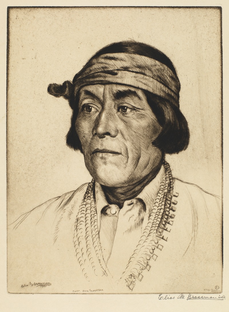 Chief Don Talayesva by Elias Grossman, 1941 — digital art print download