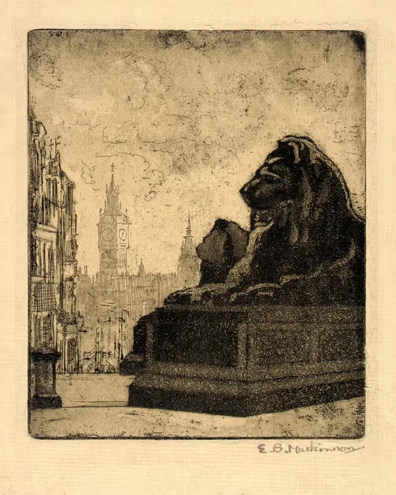 Львы на площади в Лондоне by Эсфер Блейки Макиннон, 1884-1934 — digital art print download