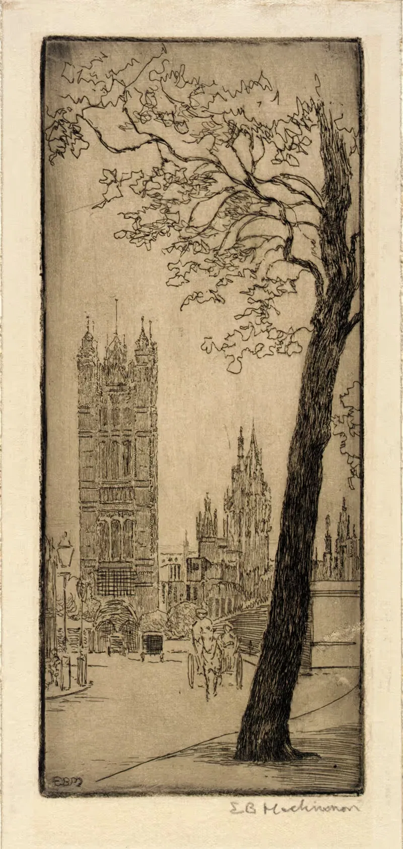 London Scene with Church — Esther Blaikie MacKinnon