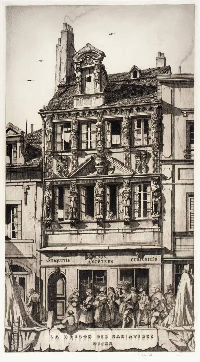 Дом Кариатид, Дижон by Фредерик Г. Холл, 1925 — digital art print download