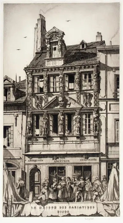 La Maison des Cariatides, Dijon by Frederick G. Hall, 1925 — digital art print download