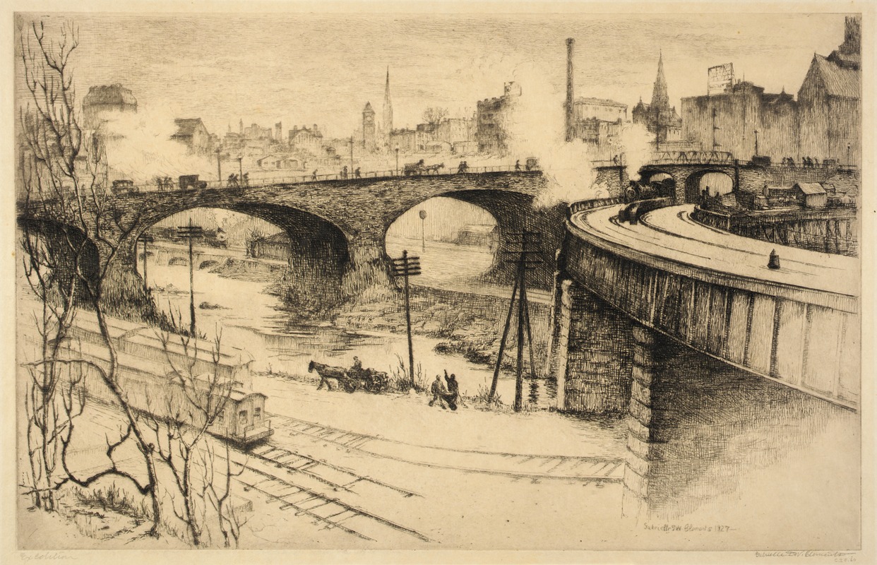 Avenue Bridge, Baltimore by Gabrielle de Veaux Clements, 1927 — digital art print download