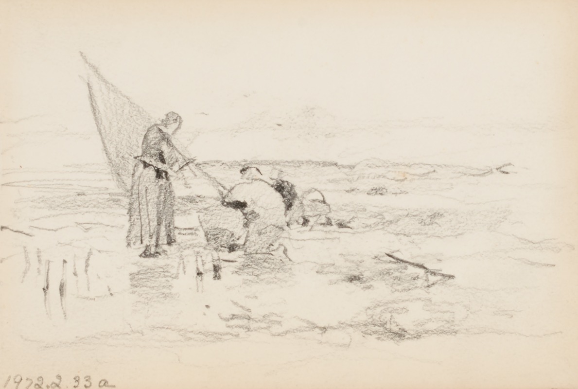 Two Figures near a Boat by Говард Рассел Батлер — digital art print download