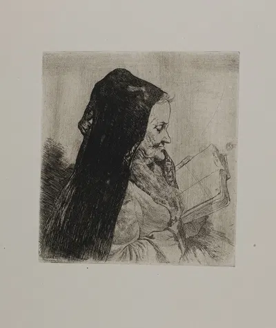 Old Woman Reading by Joseph Stella — digital art print download