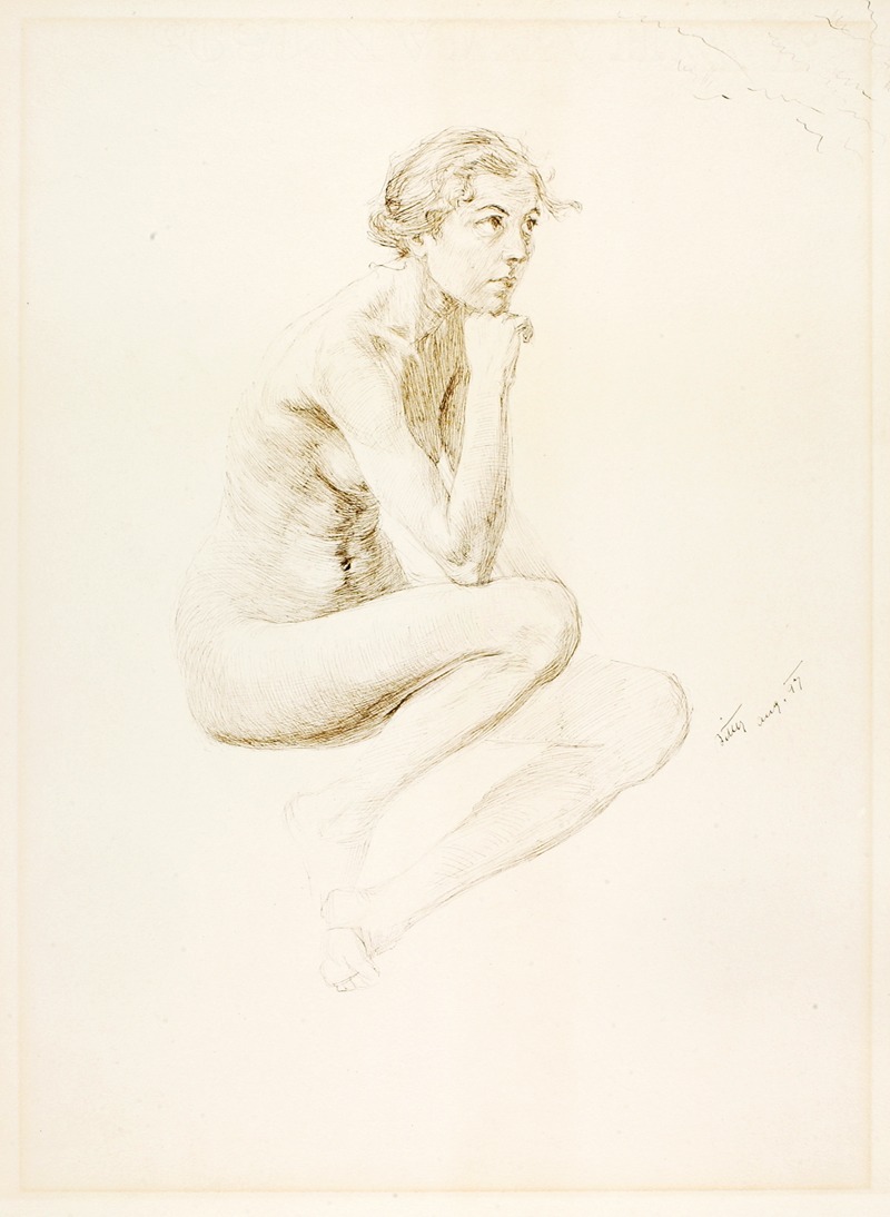 Seated female nude by Karl Bitter, 1897 — digital art print download
