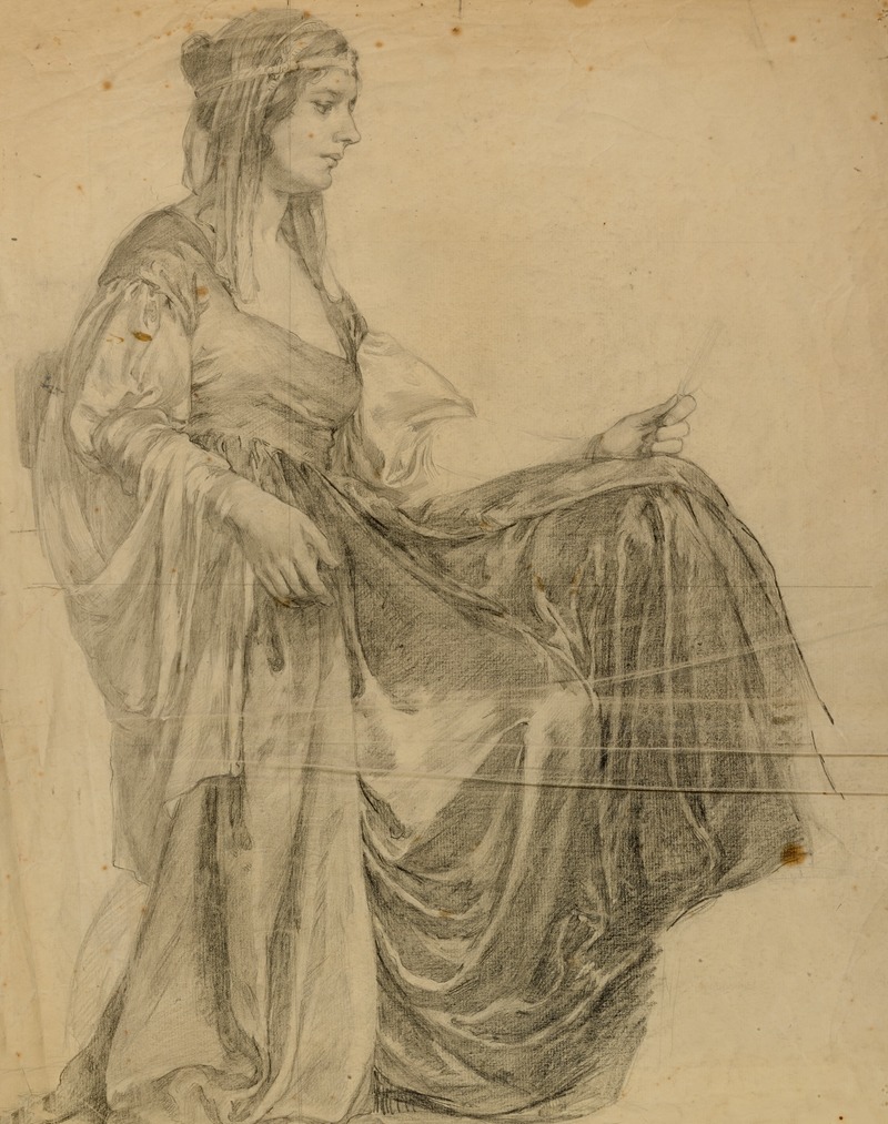 Seated Draped Female Figure, Profile by Луиза Кокс — digital art print download