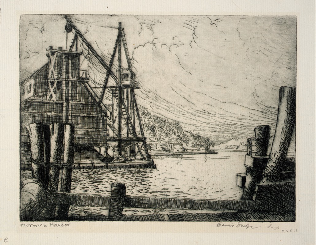 Norwich Harbor by Ozias Dodge, 1923 — digital art print download