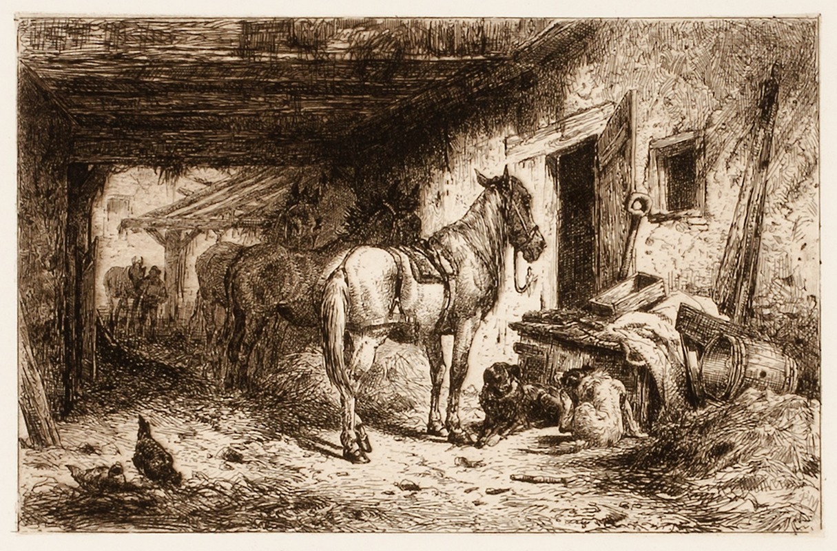 Horses and stable yard by Peter Moran — digital art print download