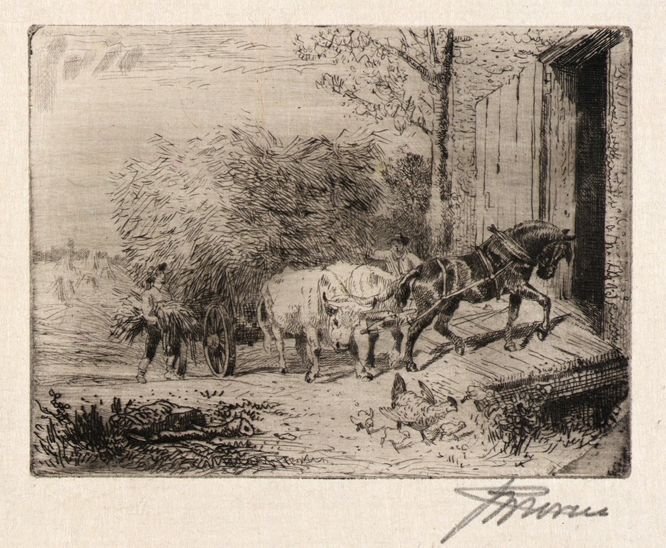 Pulling a Load of Hay by Питер Моран — digital art print download