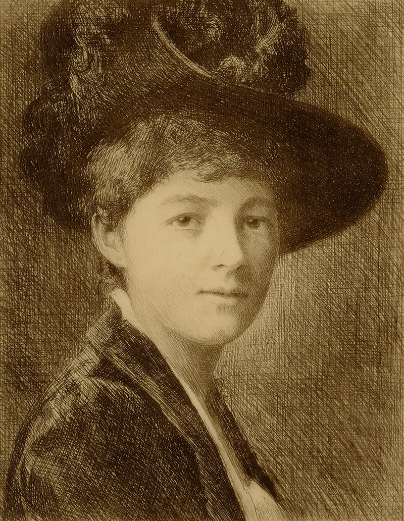 Woman in plumed hat by William Harry Warren Bicknell — digital art print download