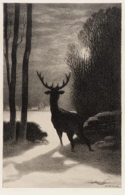 Stag in the Moonlight by William Morris Hunt — digital art print download