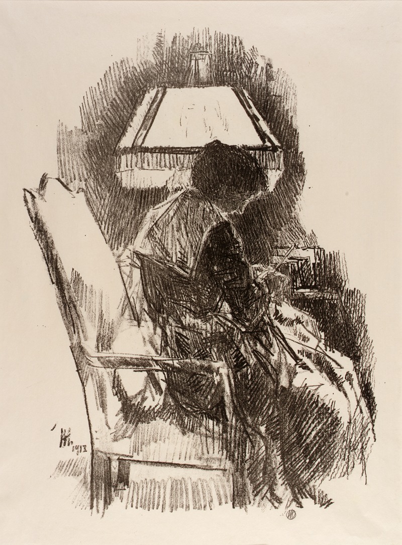 Mrs. Hassam, Knitting by Чайлд Хассам, 1918 — digital art print download