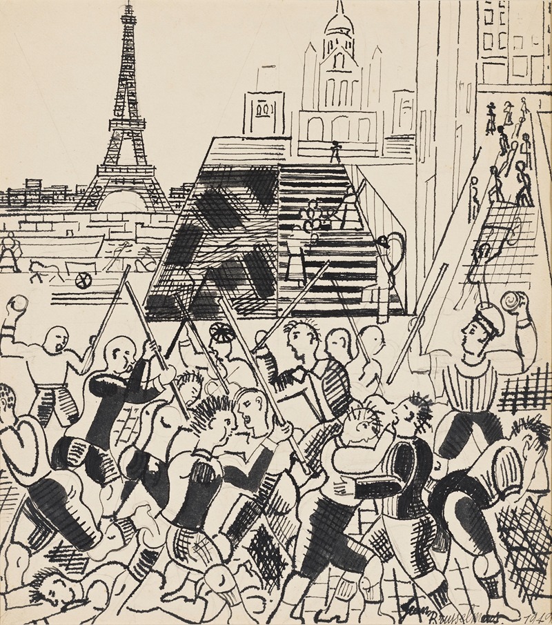 Bataille de gamins dans une rue de Paris — Jean Brusselmans