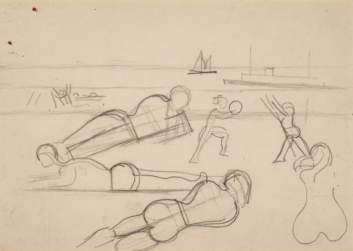 La plage à Ostende by Jean Brusselmans, 1951 — digital art print download