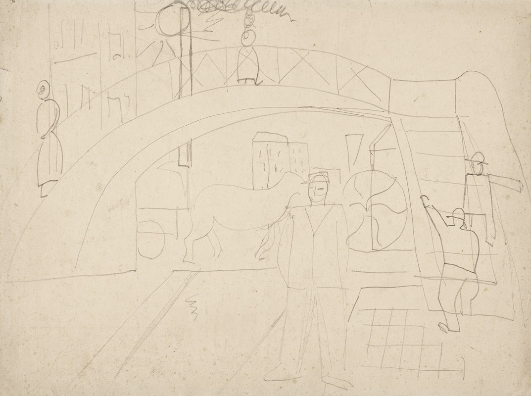 Studie voor De brug by Жан Бруссельманс, 1930 — digital art print download