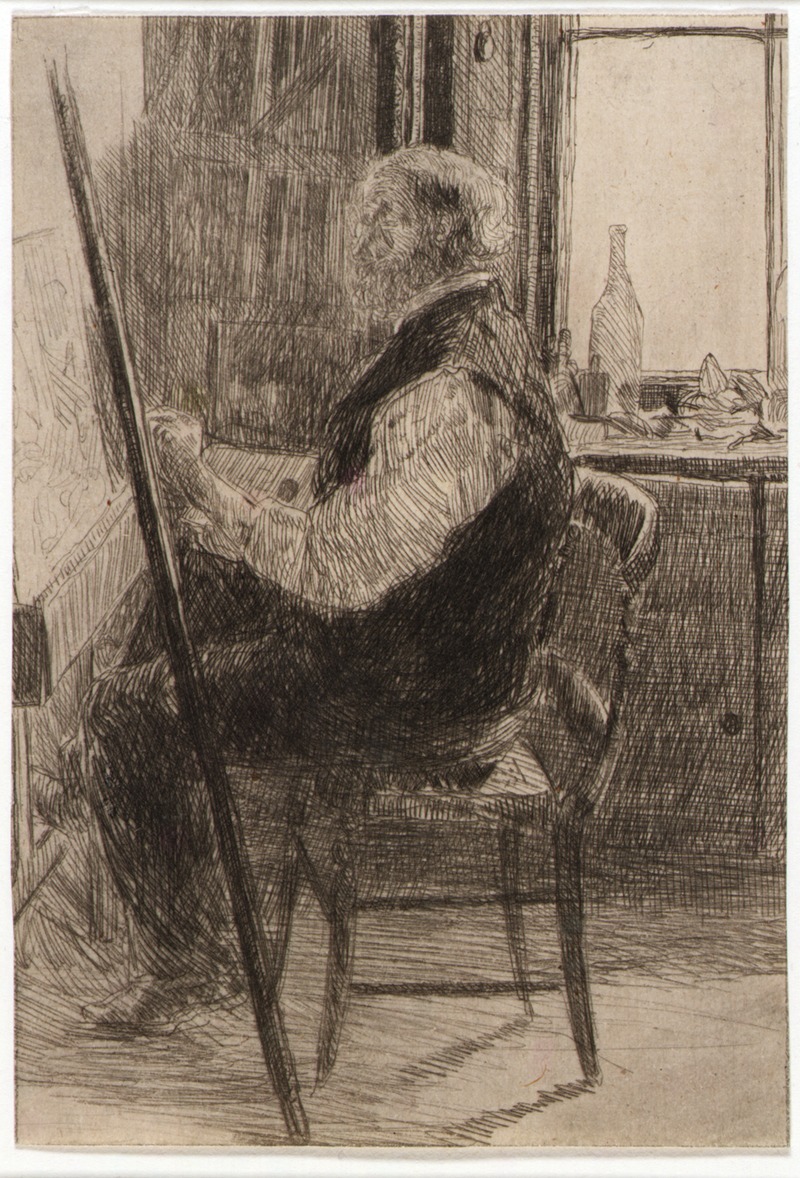 Artist Seated at Easel by Джулиан Олден Уир — digital art print download
