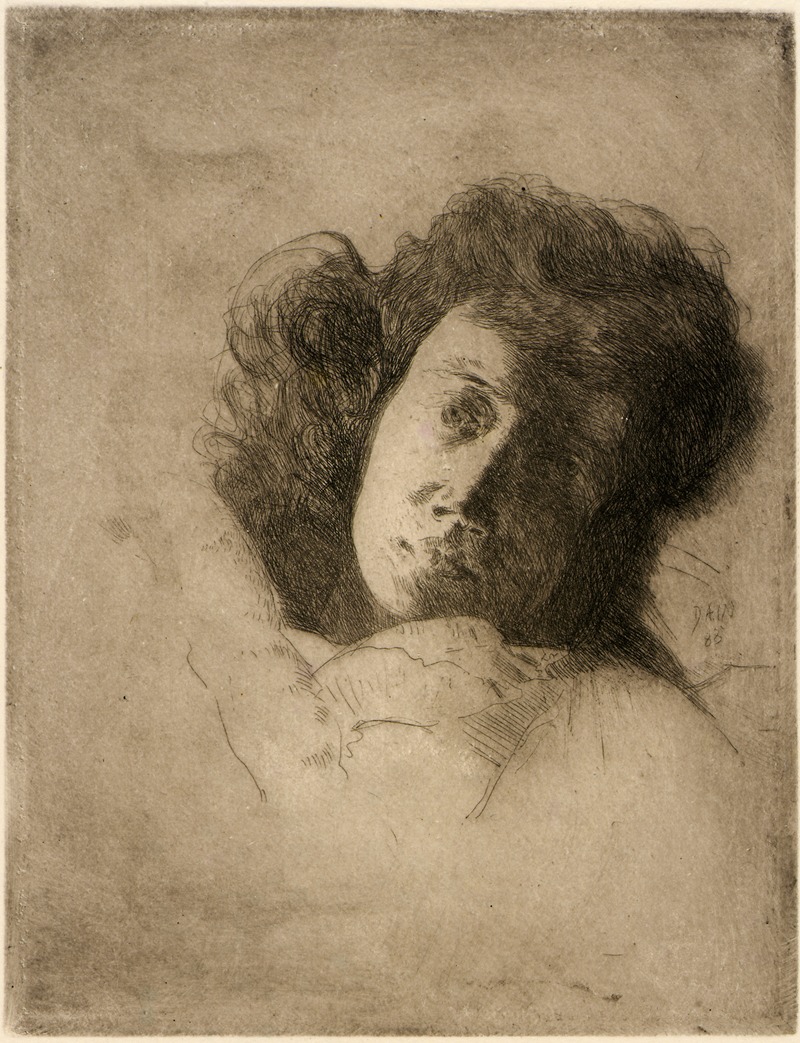 Study of a Woman's Head by Джулиан Олден Уир, 1888 — digital art print download