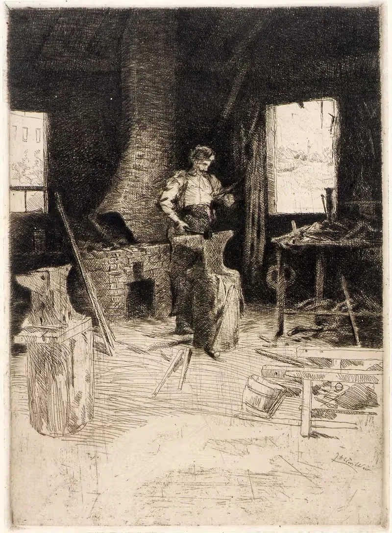The Blacksmith's Shop by Julian Alden Weir — digital art print download