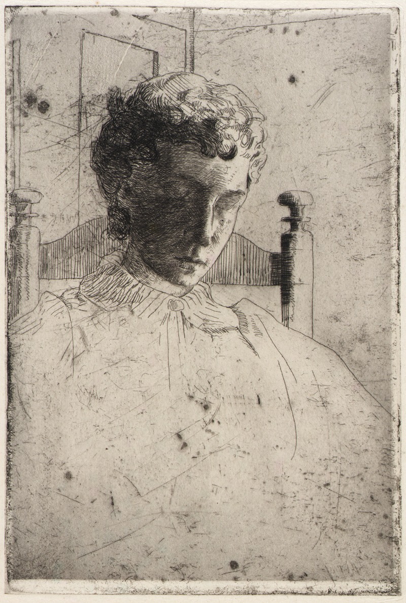 Woman Looking Down by Джулиан Олден Уир — digital art print download