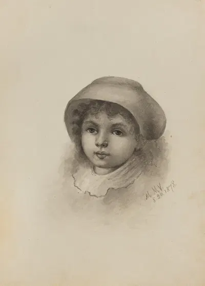 Head of a Child with Hat by Мэри Вокс Уолкотт, 1878 — digital art print download
