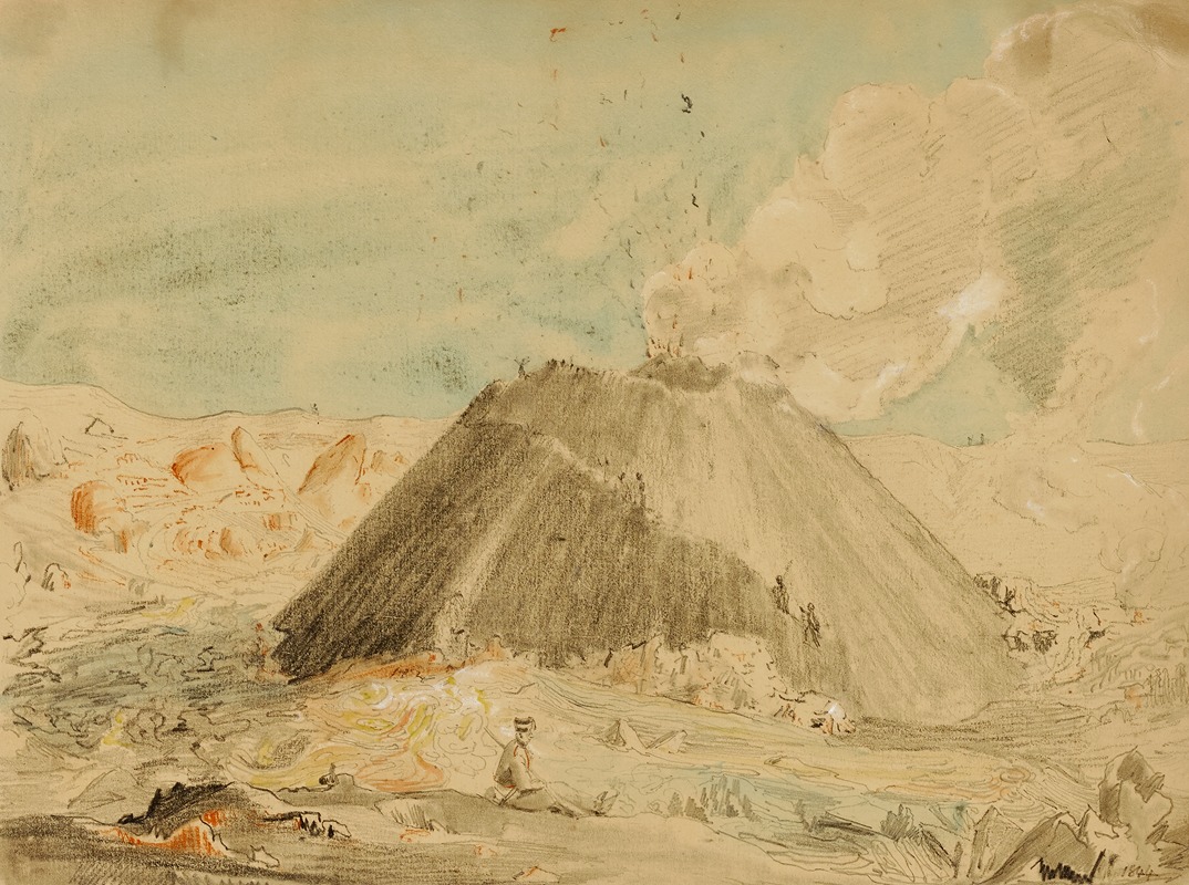 Figures Near Volcano by Miner Kilbourne Kellogg — digital art print download