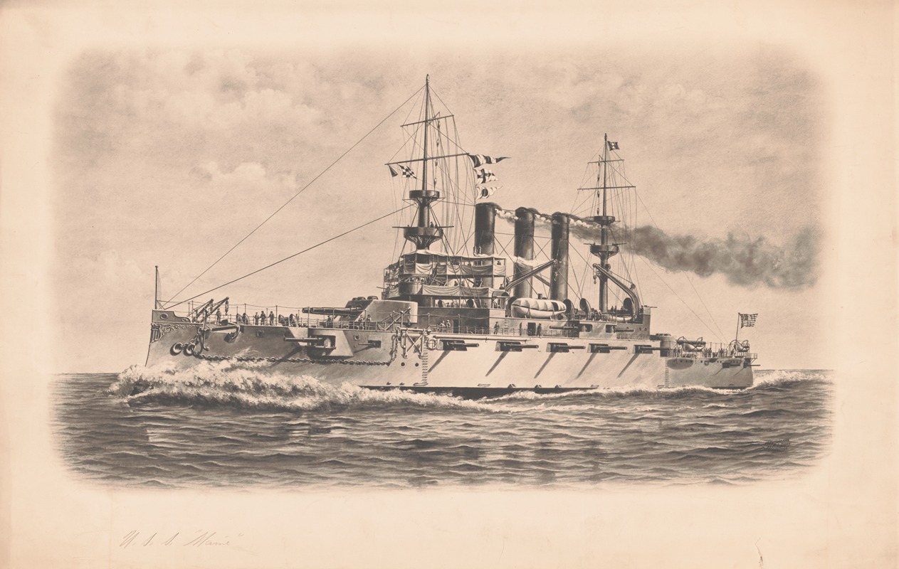 U.S.S. 'Maine' by N.J. Quirk, 1902 — digital art print download